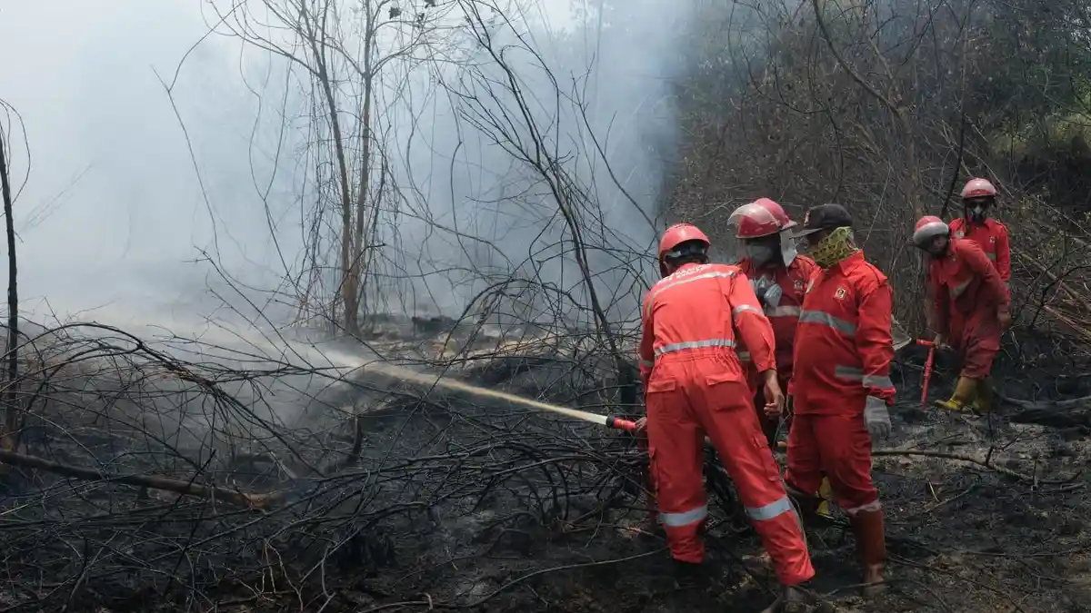 Kilang Pertamina Plaju Kerahkan Personel Bantu Pemadaman Karhutla di Sumsel