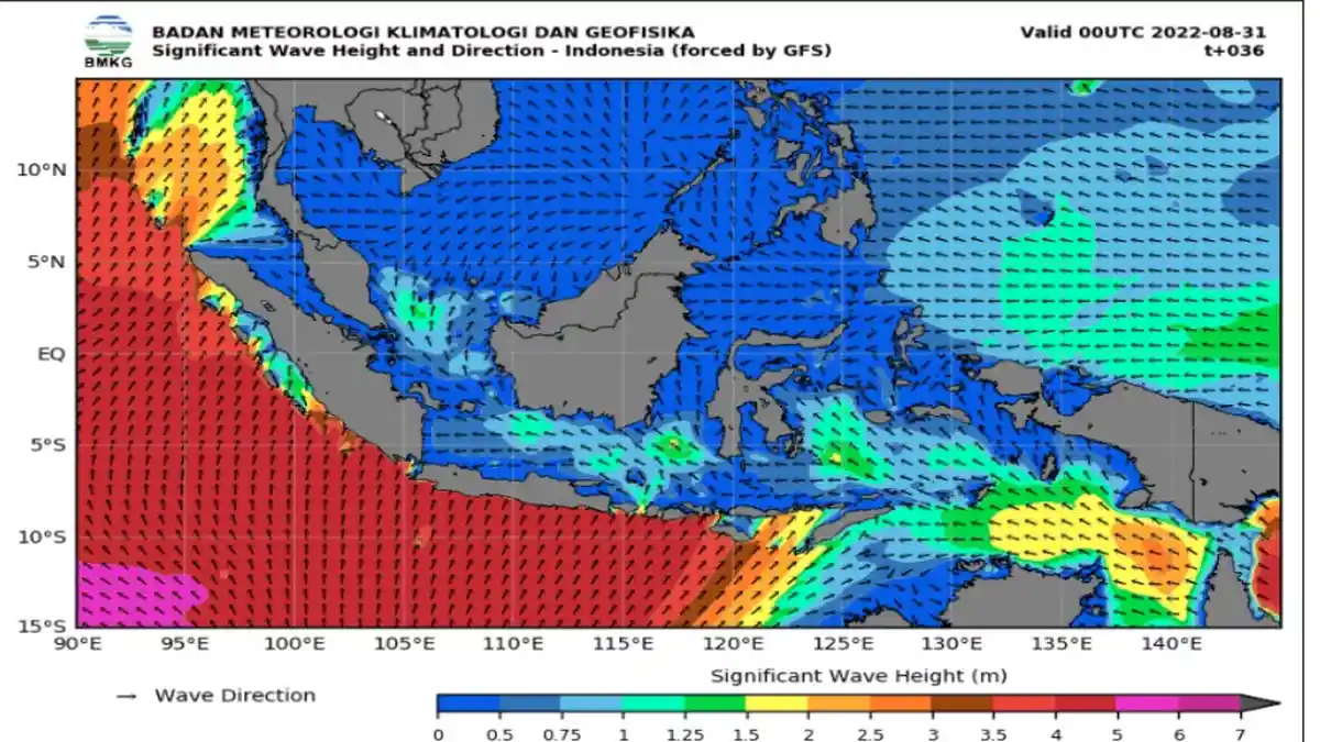 Waspada Gelombang 6 Meter Rabu 31 Agustus 2022, BMKG: Perairan Gorontalo Diprakirakan Tenang