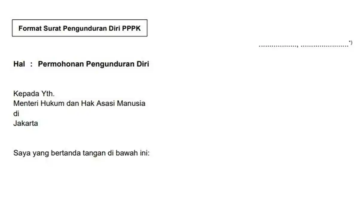 Format Surat Pengunduran Diri PPPK Kemenkumham 2023, Lengkap dengan Link Download