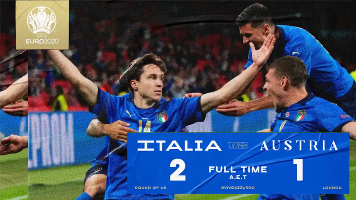Hasil Italia vs Austria, Federico Chiesa & Matteo Pessina Cetak Gol, Italia Menang Lewat Extra Time