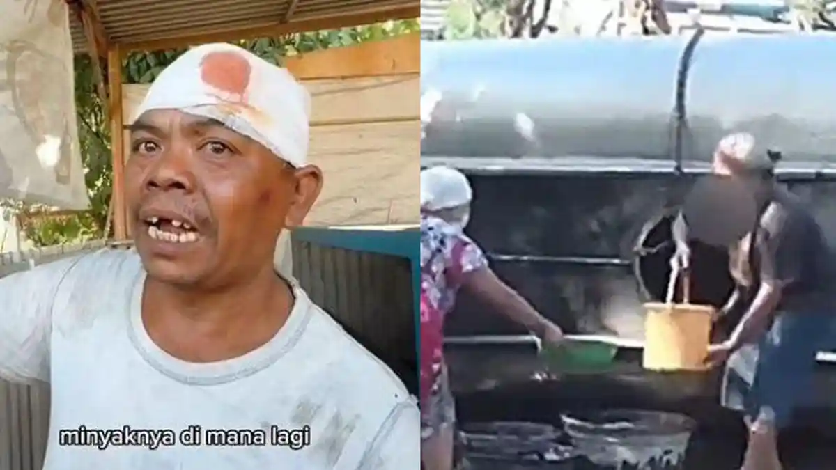 Tubuhnya Luka-luka, Sopir Truk Tangki Terguling Pasrah Minyak Goreng Dijarah Warga: Ya Gimana Lagi