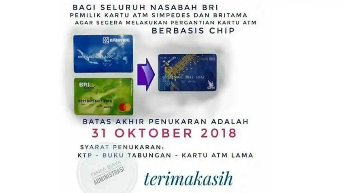 Beredar Kabar Nasabah BRI Diharuskan Segera Ganti Kartu ATM Ber-chip, Ini Penjelasan Pihak BRI