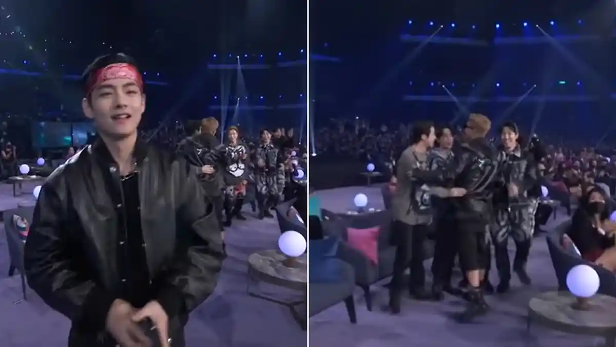 Saking Semangatnya Terima Penghargaan di AMA 2021, V BTS Sampai Lewatkan Pelukan Bareng Grup