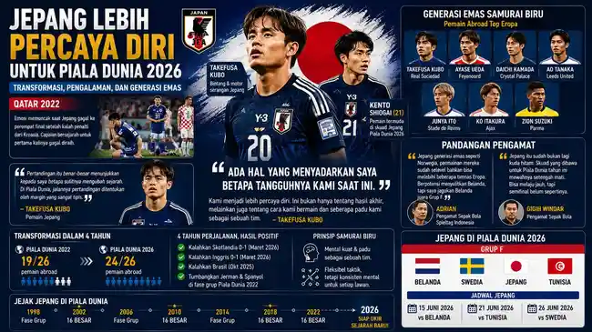 Kepercayaan Diri Jepang di Piala Dunia 2026, Kubo: Kami Lebih Tangguh dan Padu Sebagai Tim