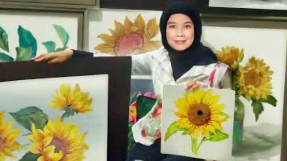 Alasan Seniman Lukis Aimee Tri Pilih Bunga Matahari untuk  Gelorakan Semangat Positif