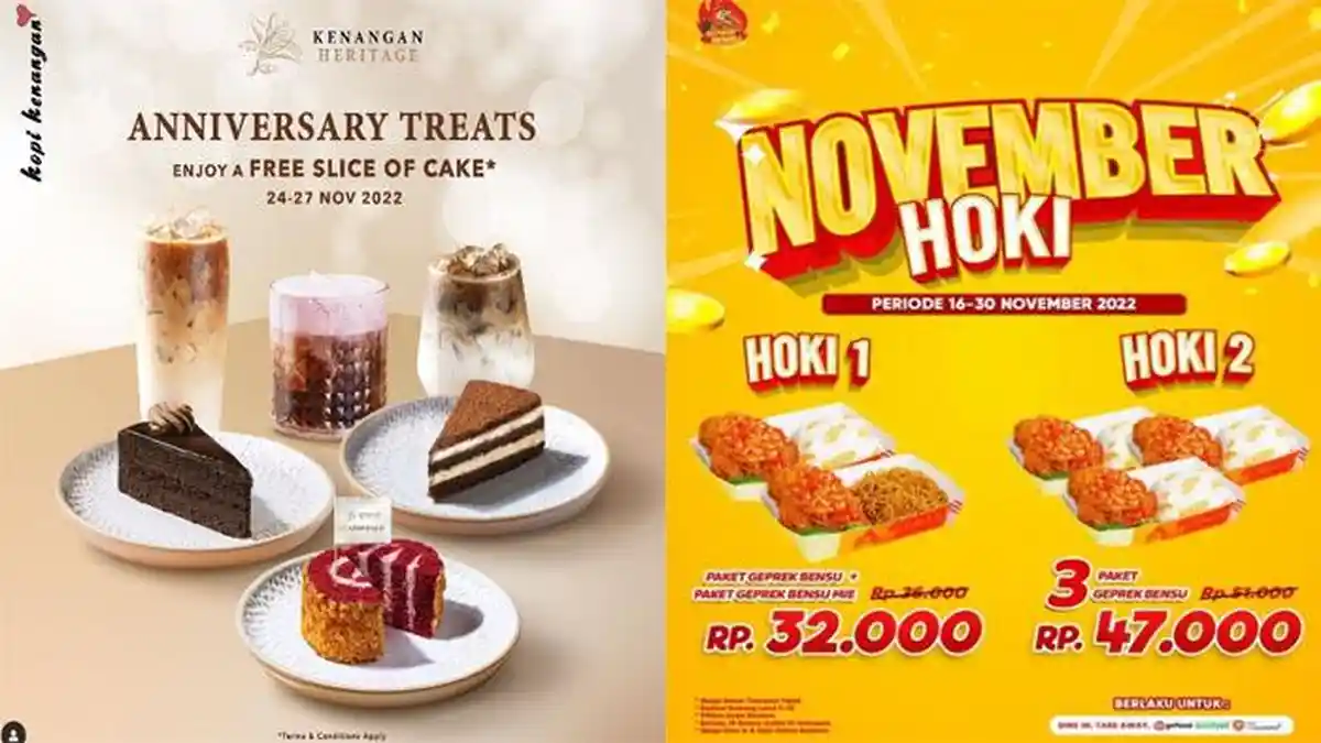 Promo Makanan Hari Ini 26 November 2022, Ada JCO Domino Pizza Chatime Dunkin Donuts Geprek Bensu
