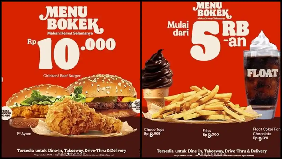 Promo Burger King Sabtu 4 Desember 2021, Es Krim Rp 5.000, Ayam dan Burger Rp 10.000