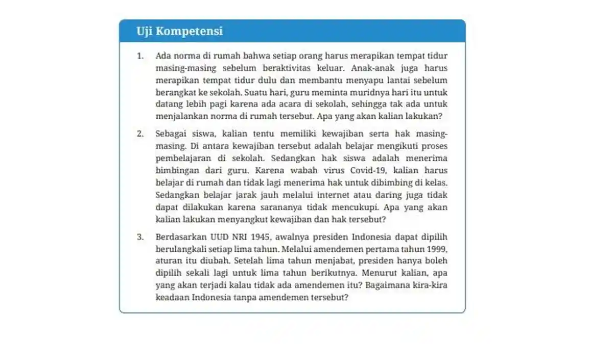 Kunci Jawaban PKN Kelas 7 Halaman 42, Bab 2: Uji Kompetensi