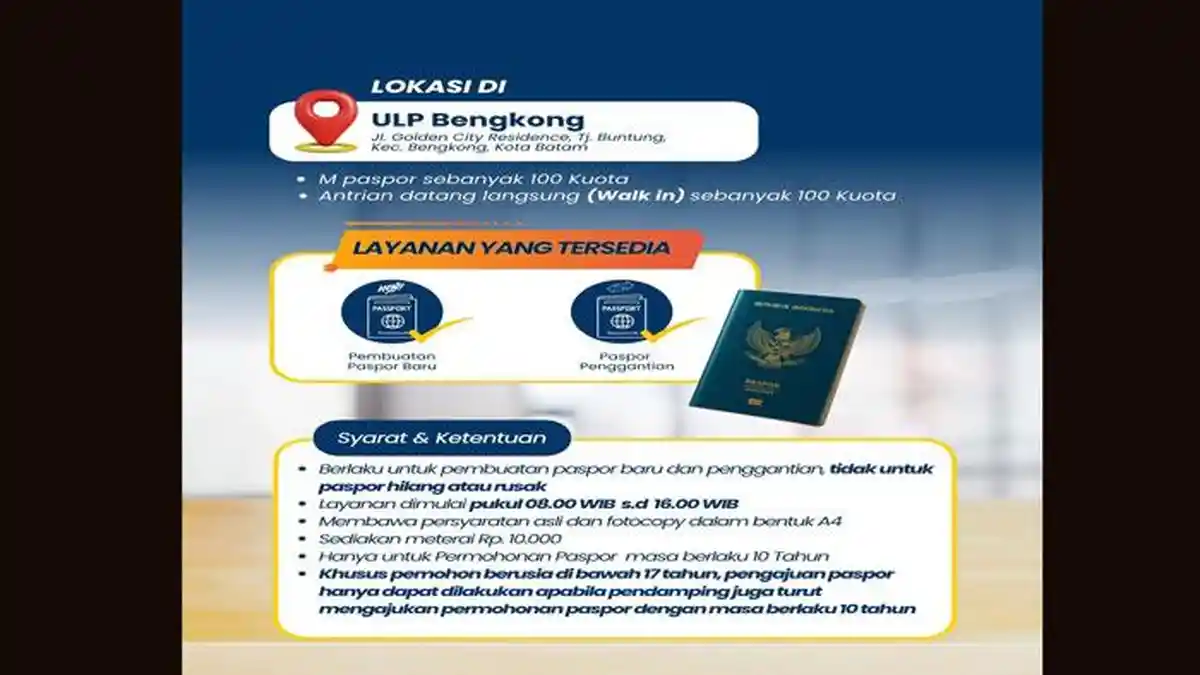 Daftar 7 Berita Pilihan Hari Ini, Imigrasi Batam Buka Layanan Paspor Akhir Pekan di Bengkong