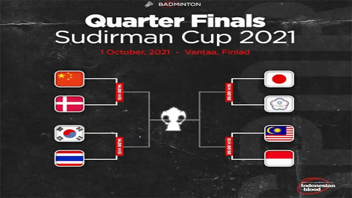 Susunan Pemain Indonesia vs Malaysia Perempat Final Sudirman Cup Malam Ini Live TVRI Gratis
