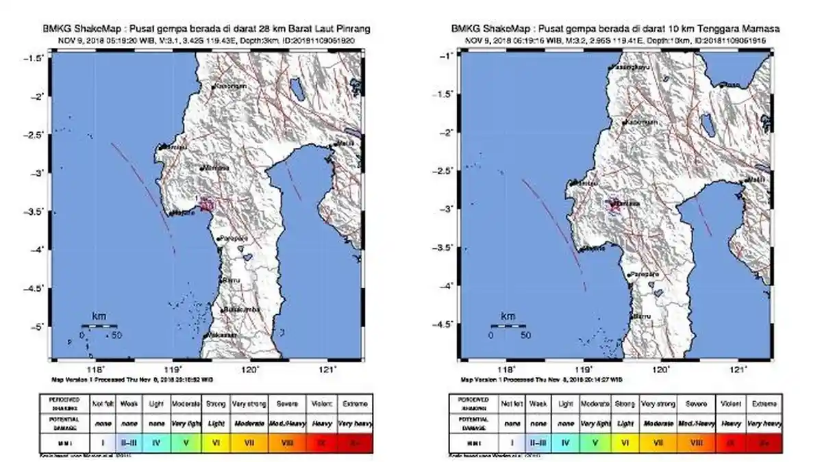 Gempa Hari Ini - Gempa Guncang Mamasa, Sulawesi Barat Sebanyak 6 Kali hingga Pukul 07.00 WIB