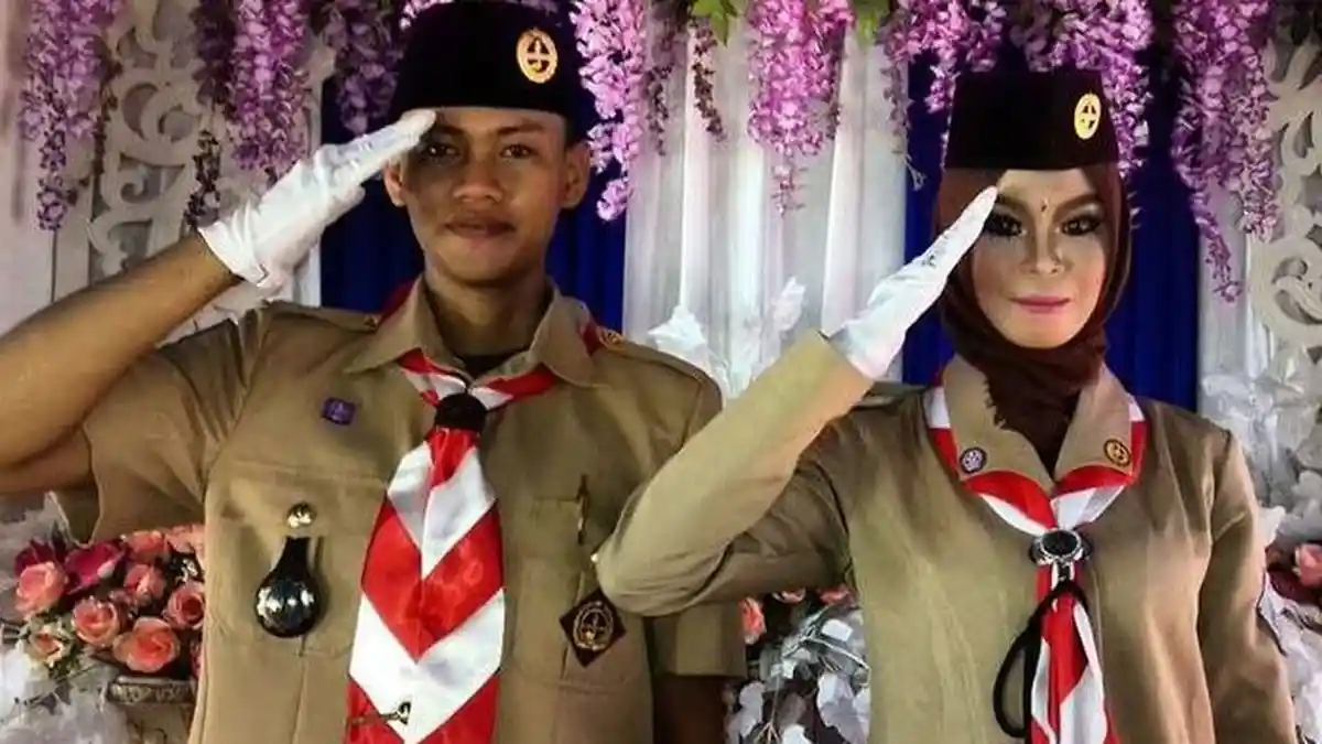 Viral! Pengantin dan Tamu Undangan Kenakan Seragam Pramuka, Begini Kisahnya