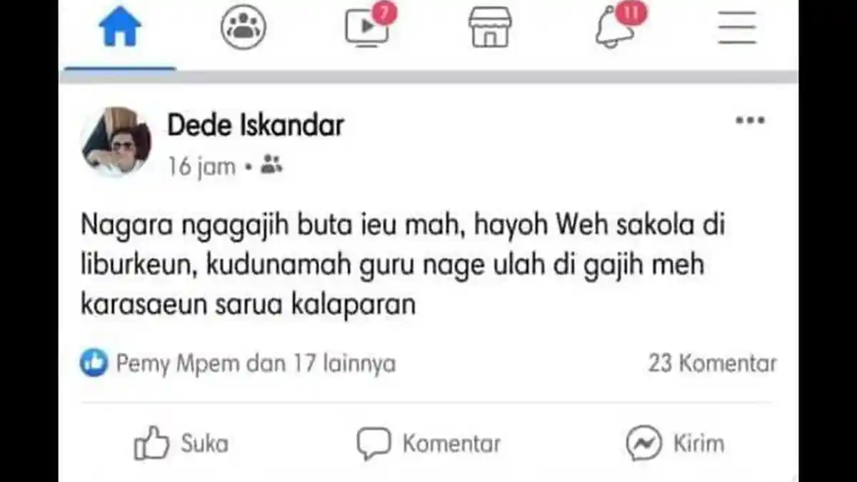 Viral Akun Facebook Hina Guru Makan Gaji Buta selama Wabah Covid-19, Ini Tindakan PGRI Garut