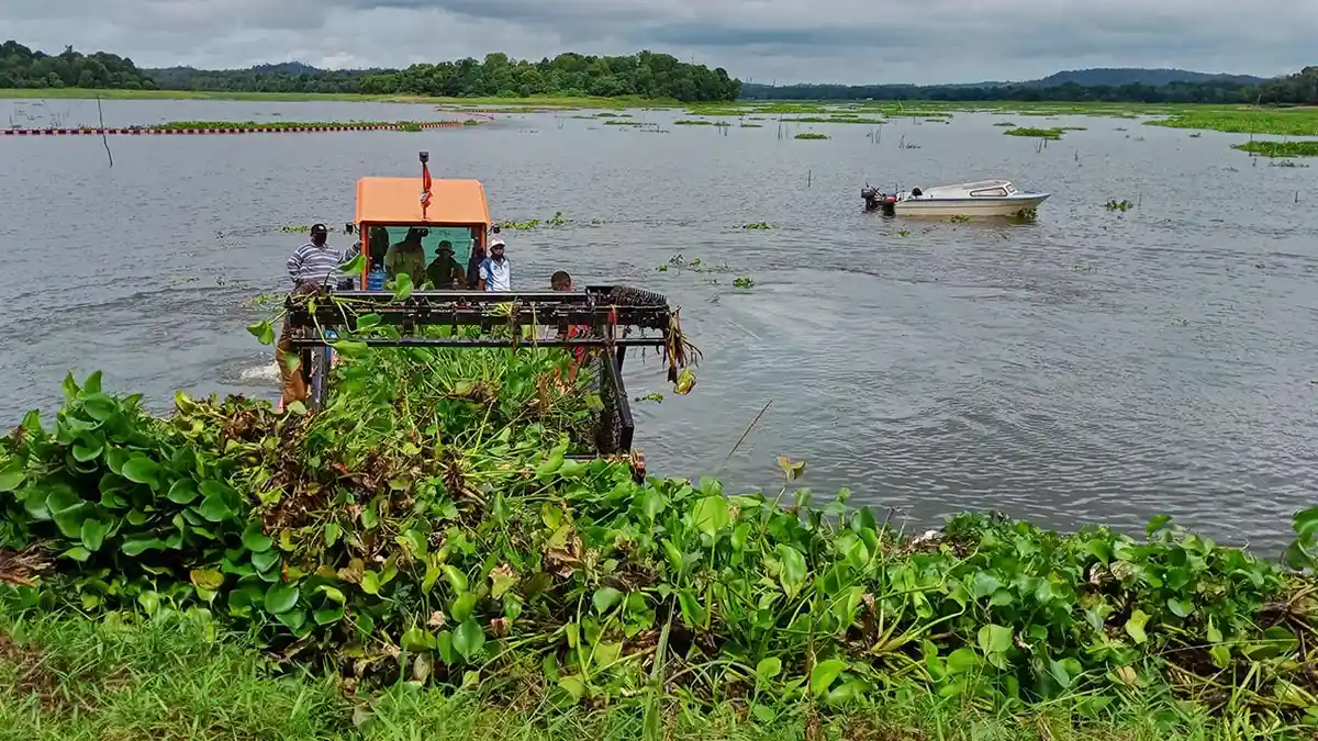 Tim BP Batam Kerahkan Mesin Harvester untuk Bersihkan Waduk dari Eceng Gondok