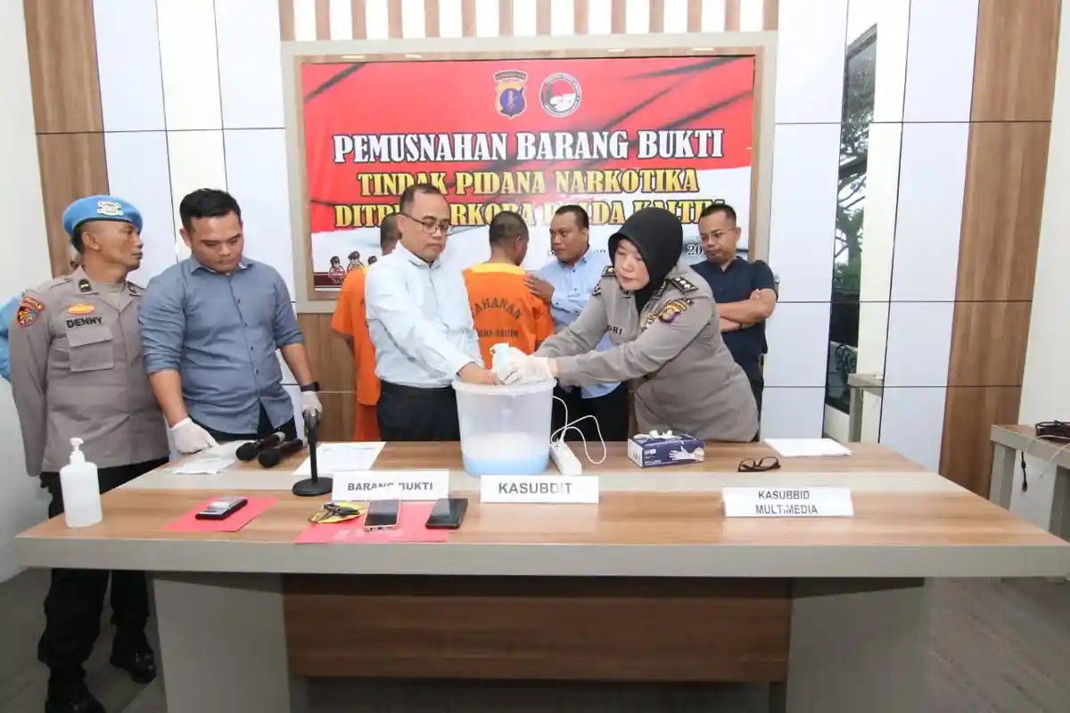 Polda Kaltim Musnahkan Barang Bukti Barang Haram, 5 Gram Disisihkan untuk Persidangan