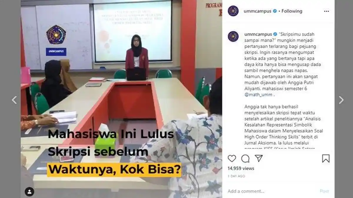 VIRAL Cerita Mahasiswi di Malang Lulus Skripsi di Semester 6, Ini Penjelasan Pihak Kampus