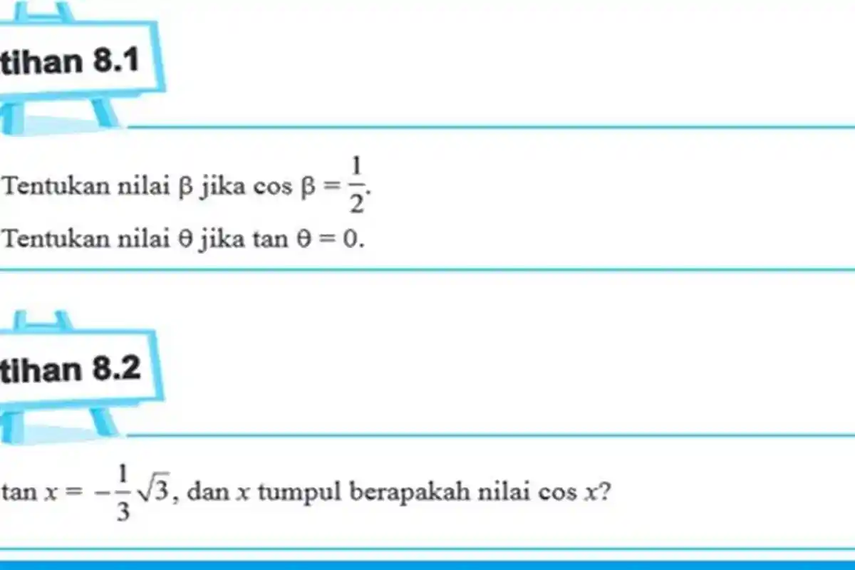 Kunci Jawaban Matematika Kelas 10 SMA/MA Halaman 66, Soal Latihan 8.1 dan Latihan 8.2