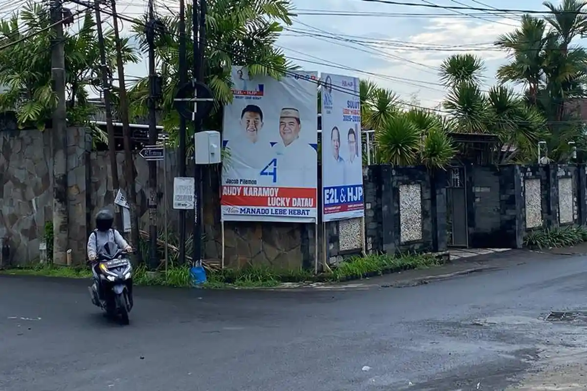 Hari Kedua Masa Tenang Pilkada 2024, APK Masih Marak di Pusat Kota Manado