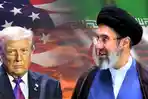 20260408-Kolase-foto-Donald-Trump-Mojtaba-Khamenei-berlatar-bendera-AS-dan-Iran.jpg