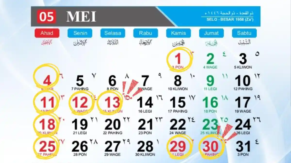 Kalender Mei 2025: Daftar Tanggal Merah dan Hari Besar yang Wajib Diketahui, Rugi Dilewatkan!