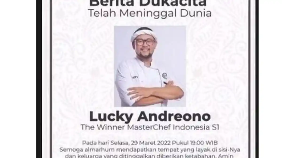 KABAR DUKA! Chef Lucky Pemenang MasterChef Indonesia Season 1 Meninggal Dunia
