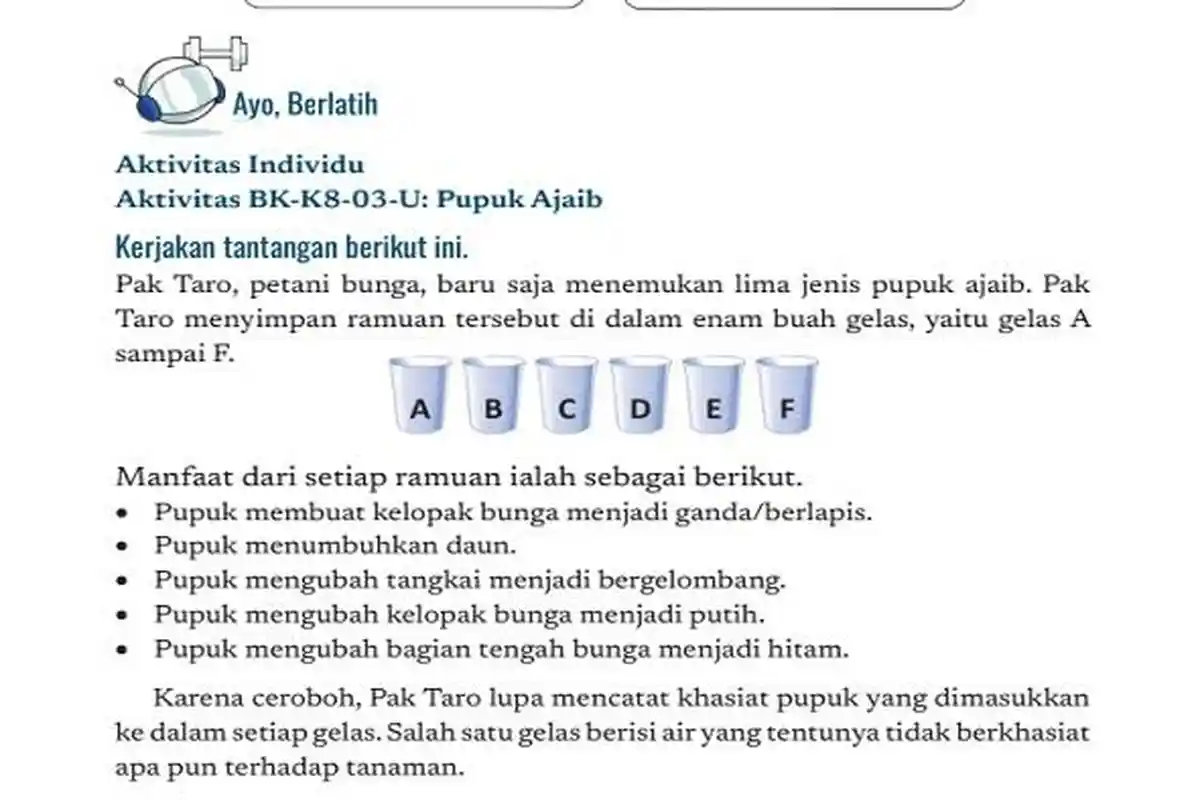 Kunci Jawaban Informatika Kelas 8 Halaman 28, Pupuk Ajaib