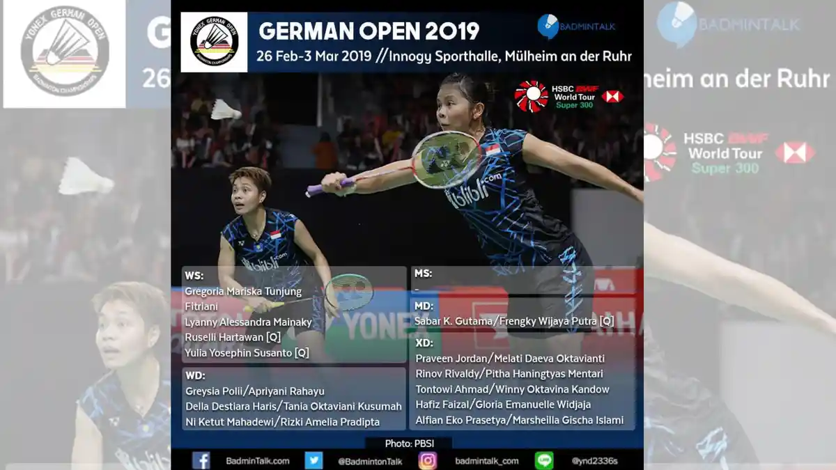 Jadwal Perempatfinal German Open 2019 Hari Ini - 2 Wakil Indonesia Berebut Tempat ke Semifinal