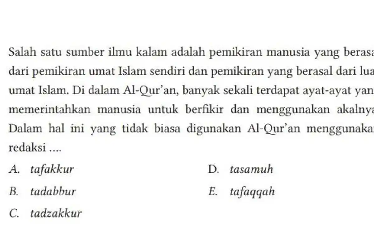 KUNCI JAWABAN PAI Kelas 12 Halaman 223, yang Tidak Biasa Digunakan Al-Qur’an Menggunakan Redaksi . .