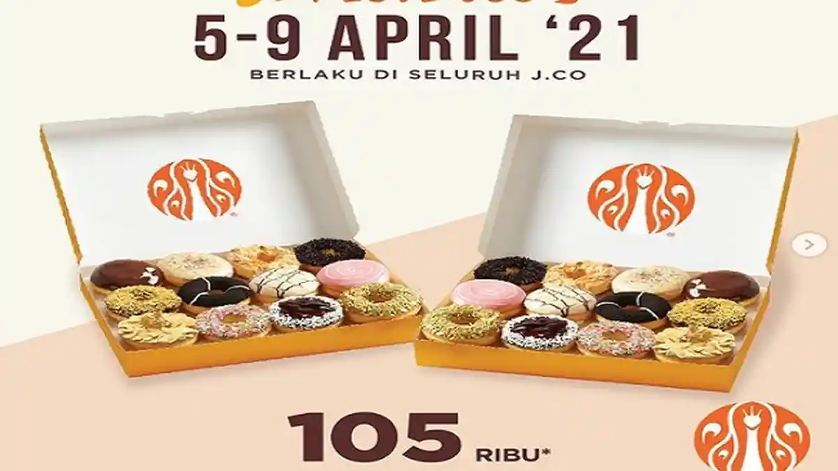 J.CO Hari ini Selasa 30 Maret 2021 Weekly Promotion 6 Roti 2 Minuman Rp 119 Ribu