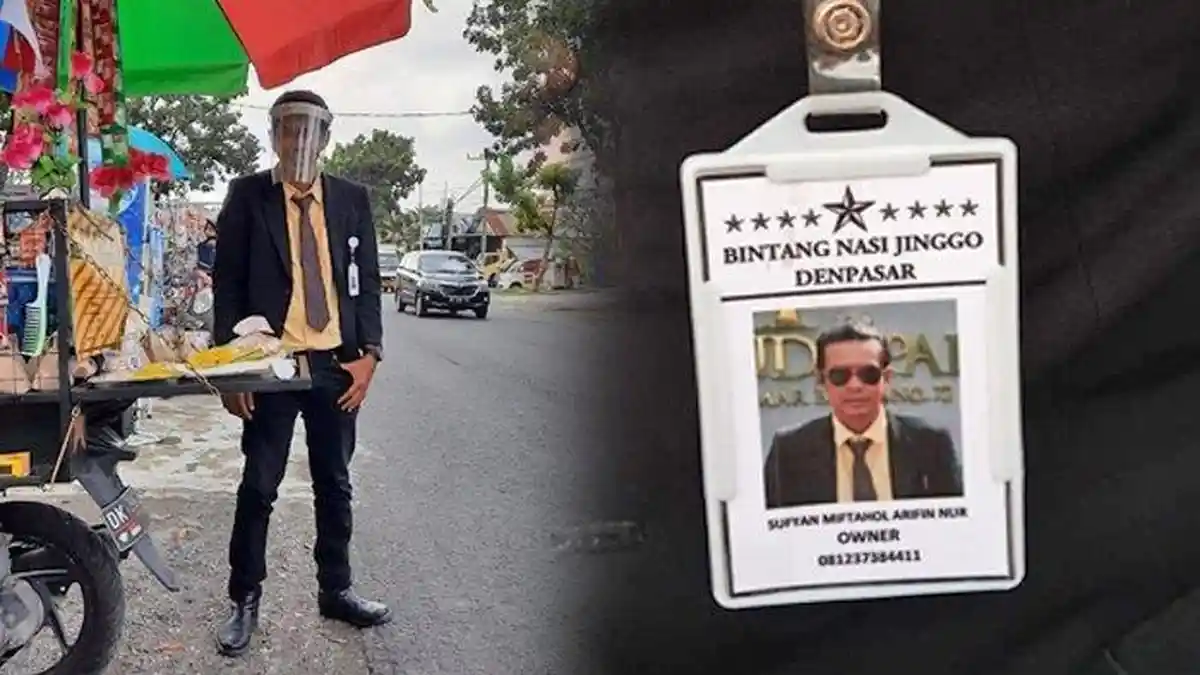 Ingin Tampil Beda, Penjual Nasi Jinggo Pakai Setelan Jas dan Name Tag: Saya Modal Celana doang