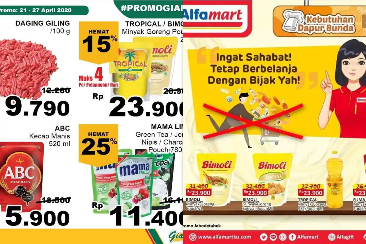 Promo Alfamart, Indomart & Giant Berlaku hingga 30 April 2020 - Ayam, Daging, Udang, Minyak Goreng