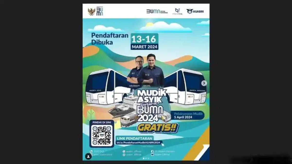 Tak Harus TNI/Polri! Info Mudik Gratis Jasa Raharja, Link ASABRI bit.ly/pendaftaranmudikasabri2024