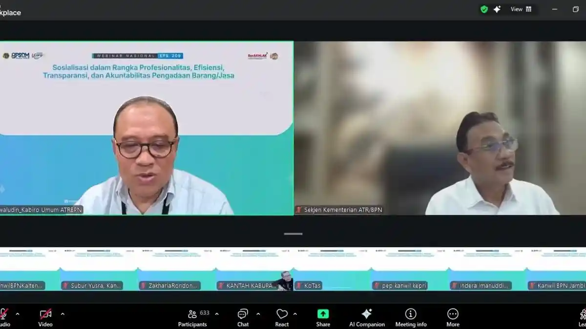 Gelar Webinar Nasional Soal Pengadaan, Sekjen ATR/BPN: Prinsip Utama Transparansi