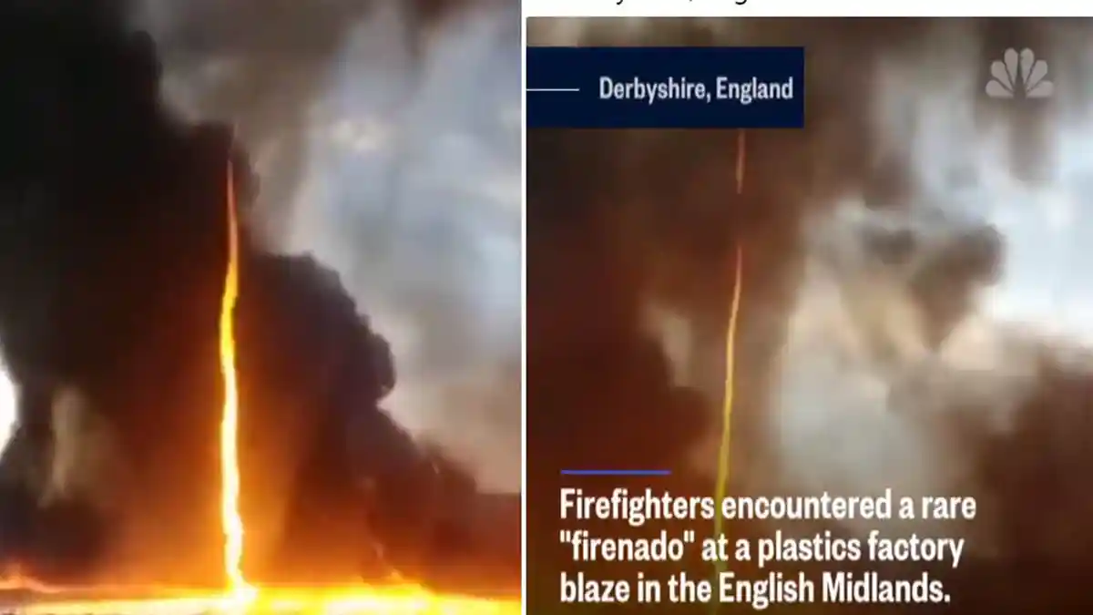 Kejadian Langka Menakutkan, Tornado Api Berputar-putar Dalam Gulungan Angin