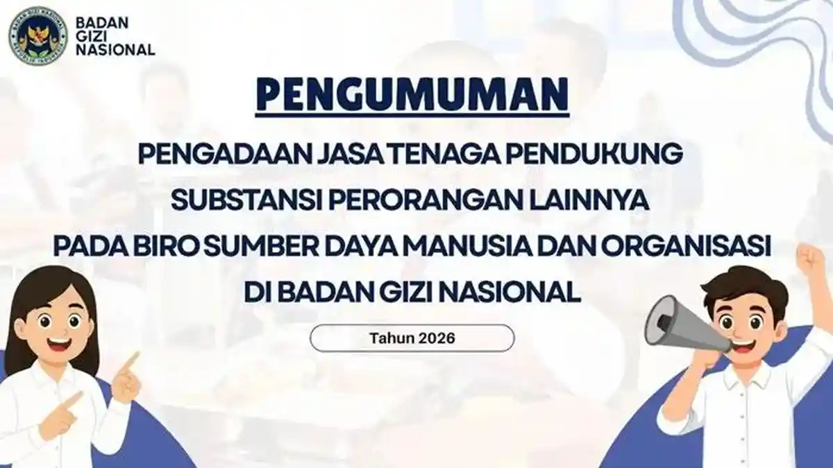 Link Pendaftaran Lowongan Kerja Badan Gizi Nasional 2026, Ini 7 Posisi yang Dibuka