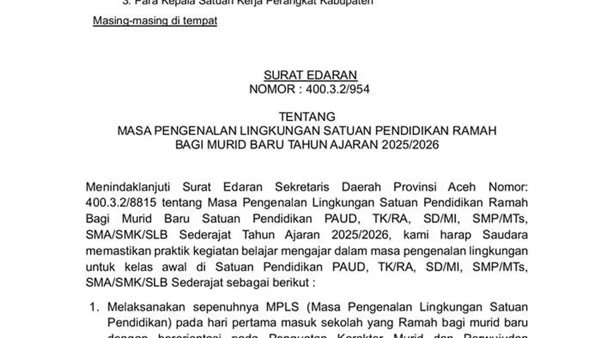 Keren! Bupati Abdya Beri Dispensasi ASN Antar Anak Kelas 1 di Hari Pertama Sekolah 