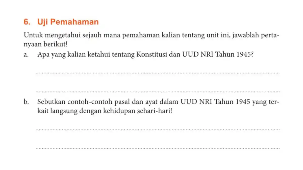 Kunci Jawaban PPKn Kelas 10 Halaman 75 76 Kurikulum Merdeka, Uji Pemahaman Unit 2