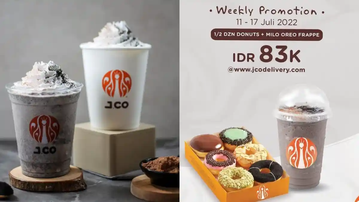 DISKON! PROMO J.CO 15-17 Juli 2022, Dapatkan 1 Milo Oreo Frappe + 1/2 Dzn Donuts Rp 83 Ribu