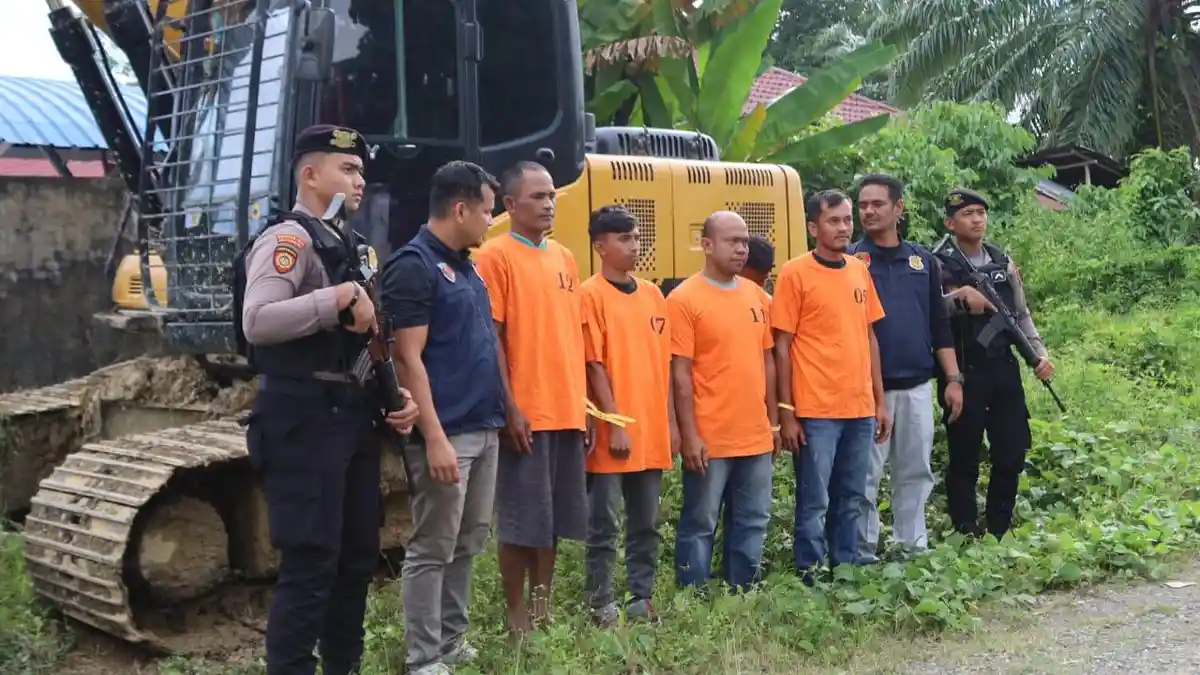 Polisi Gerebek Tambang Emas Ilegal di Nagan Raya, 5 Warga dan Satu Beko Ditangkap