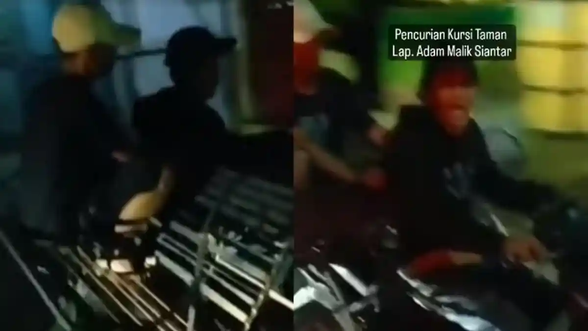 Viral Dua Pria Kepergok Curi Kursi Besi Taman di Siantar, Sempat Terjadi Aksi Kejar-kejaran di Jalan