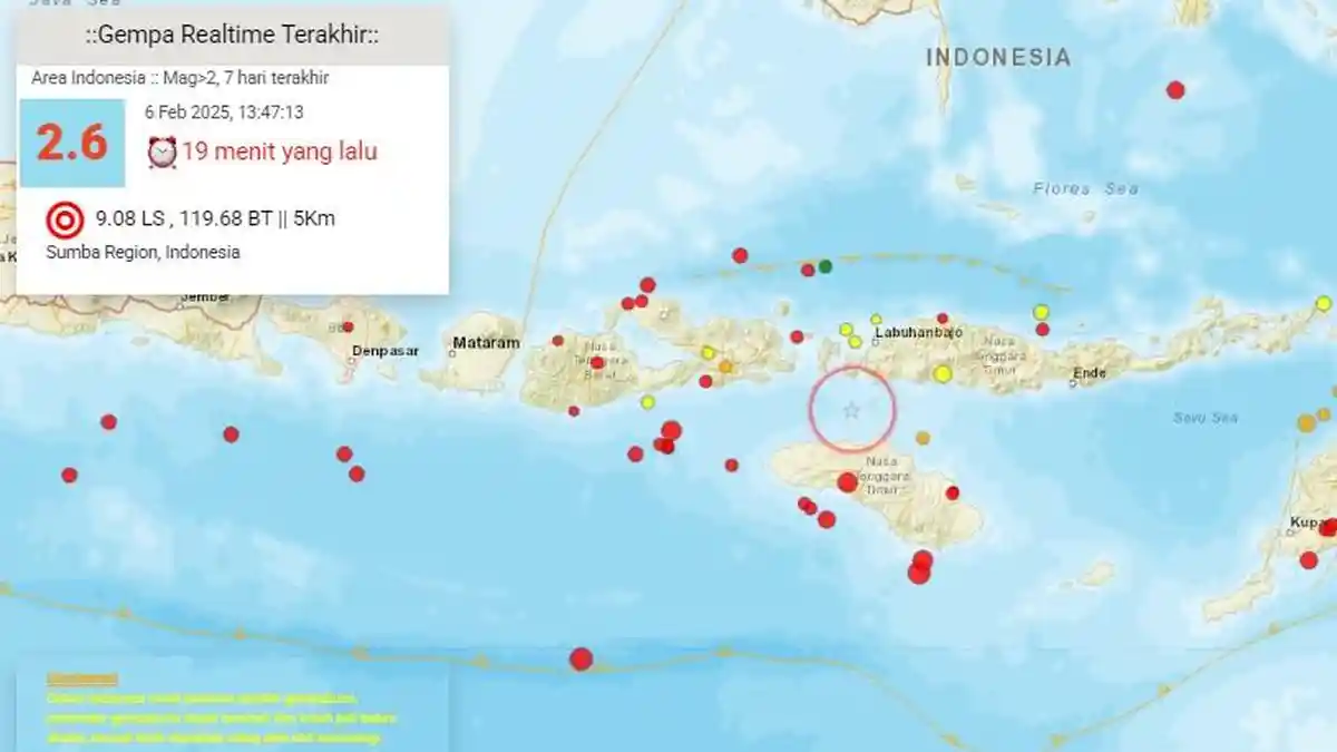 Gempa Bumi Baru Saja Mengguncang Kamis 6 Februari 2025,  Info BMKG Kedalaman 5 Km