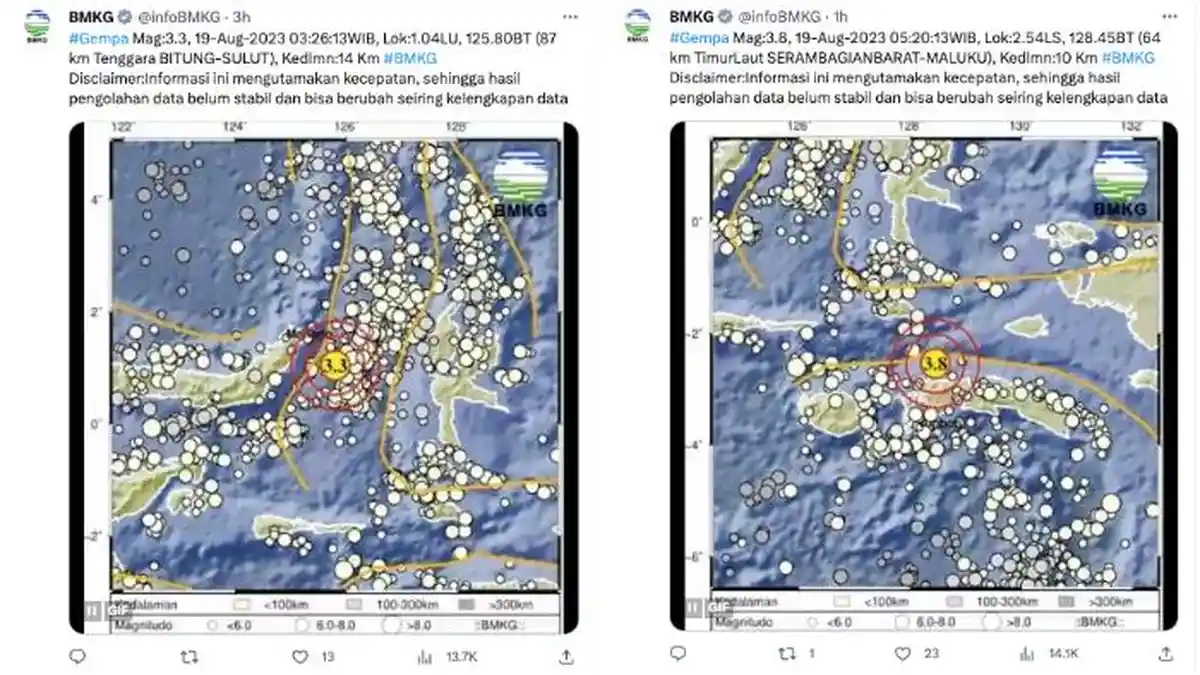 Gempa Bumi Hari Ini 19 Agustus 2023, Pusat Gempa Barusan dan Paling Besar di Pacitan