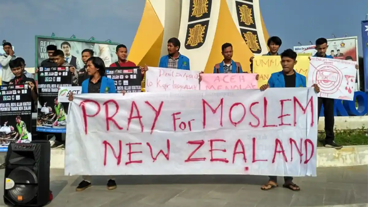 Demo di Simpang Lima, Warga Aceh Kutuk Aksi Teroris di Selandia Baru