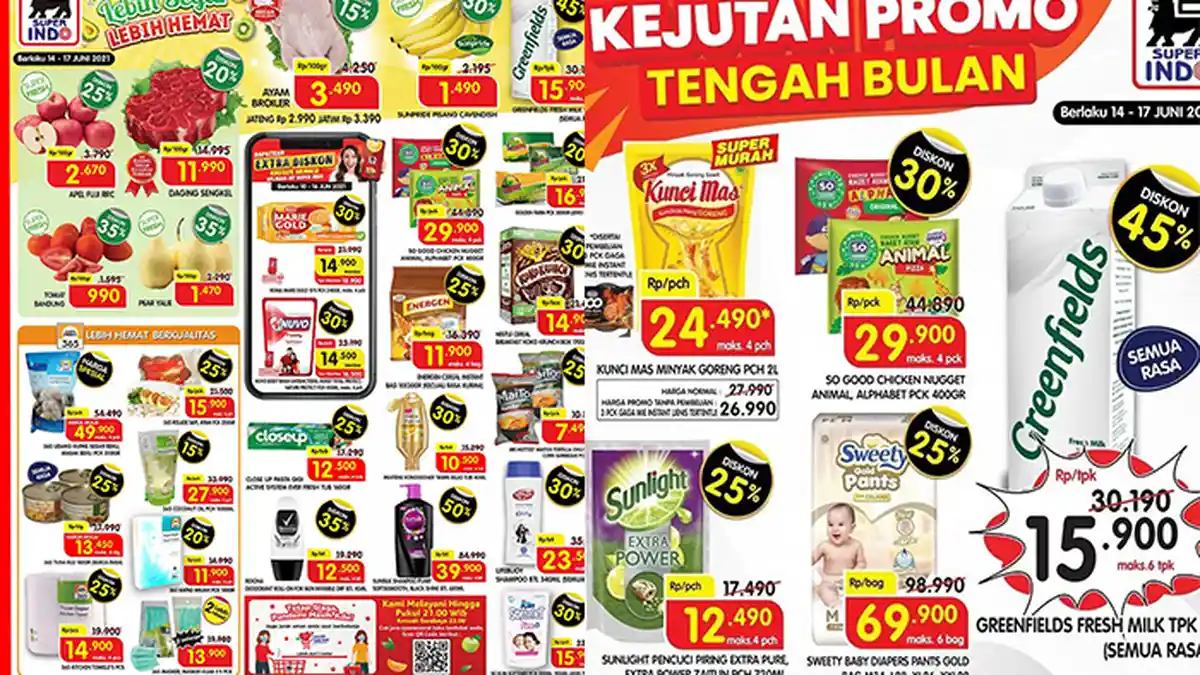 Promo Superindo 15 Juni 2021, Daging Sengkel Rp 11 Ribuan, Ayam Rp2.990, Buah, Susu Diskon 45%