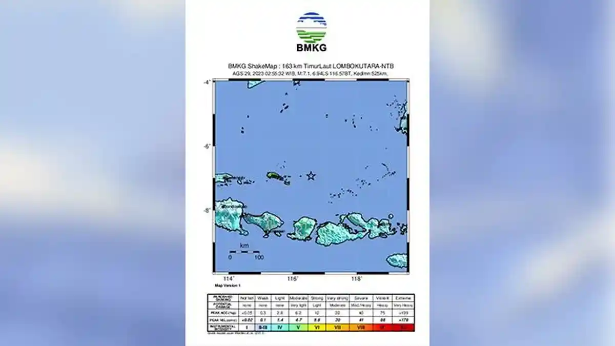 Gempa Bumi M7,1 di Utara Lombok Memiliki Mekanisme Pergerakan Mendatar Turun