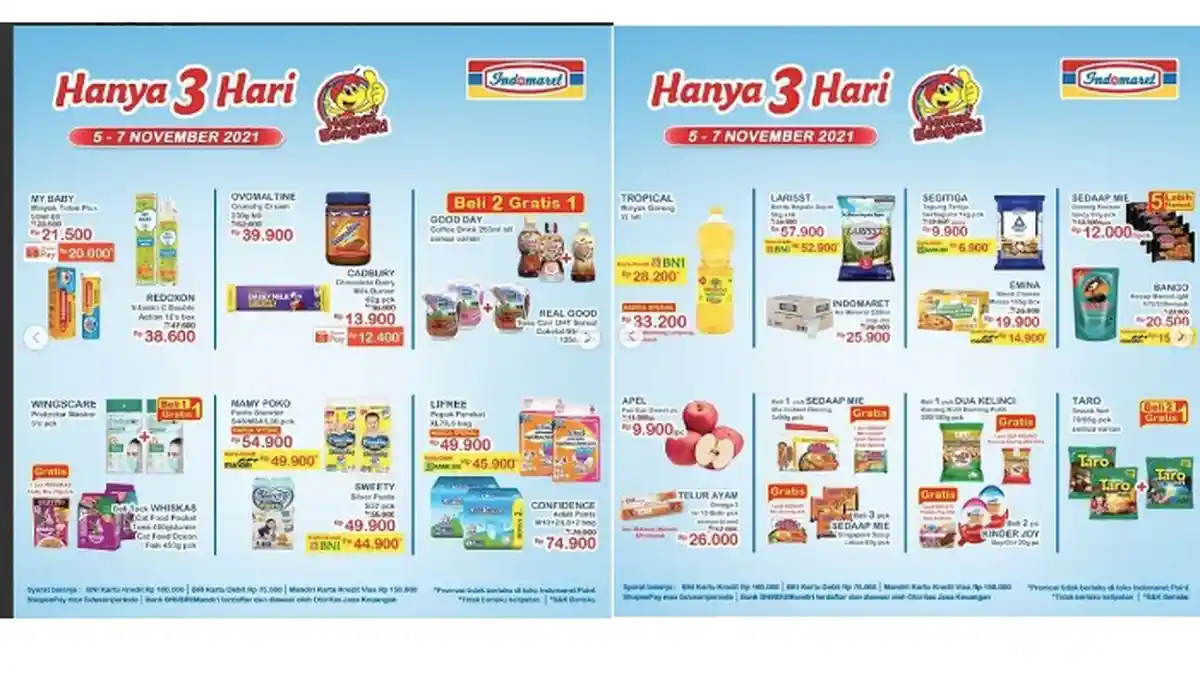 Katalog Promo JSM Indomaret 5-7 November Diskon Tepung Terigu, Mi Instan, Susu, Minyak Tropical dll