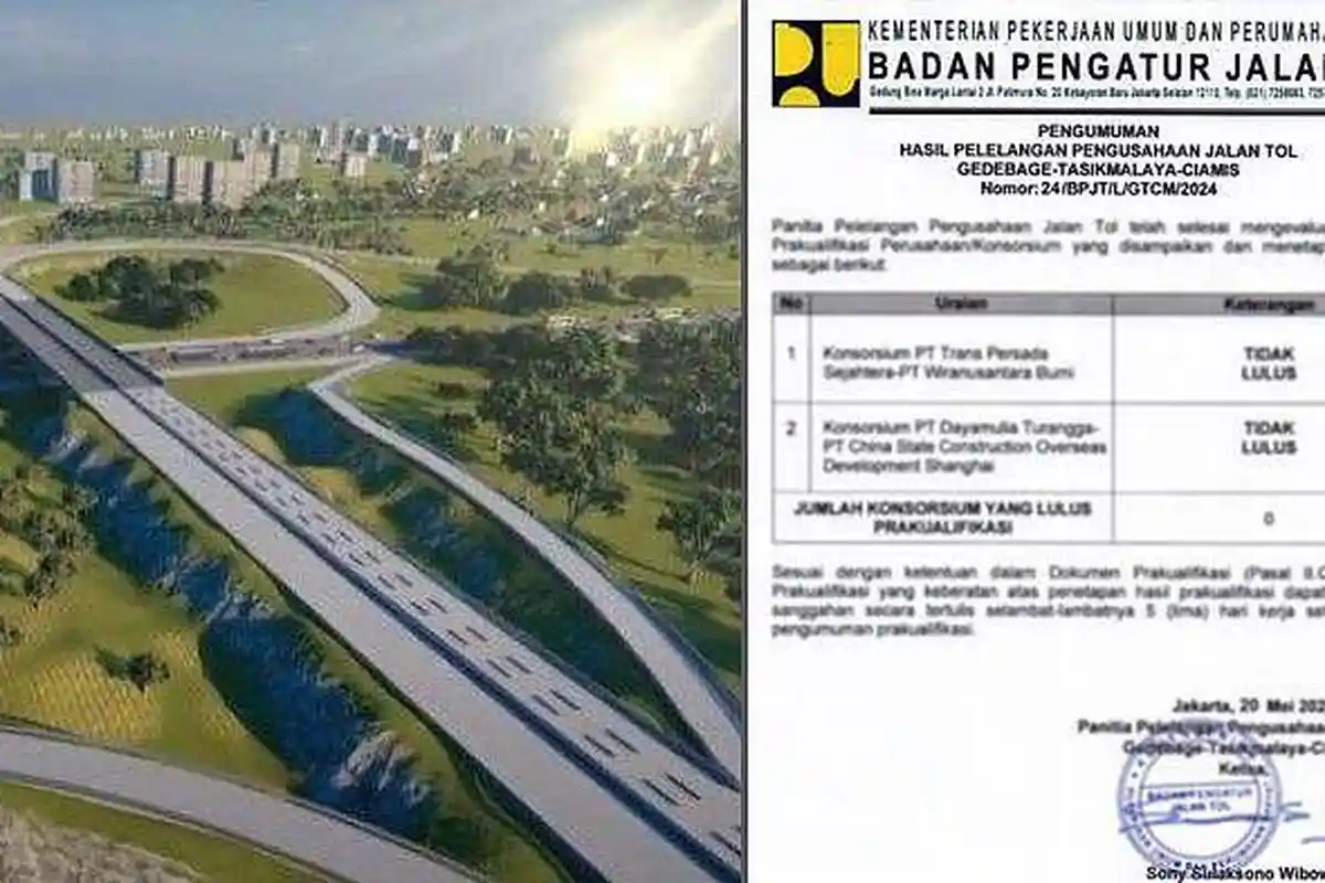 4 Perusahaan Termasuk Satu asal China Tidak Lulus Prakualifikasi Lelang Tol Getaci, Ini Kata Panitia