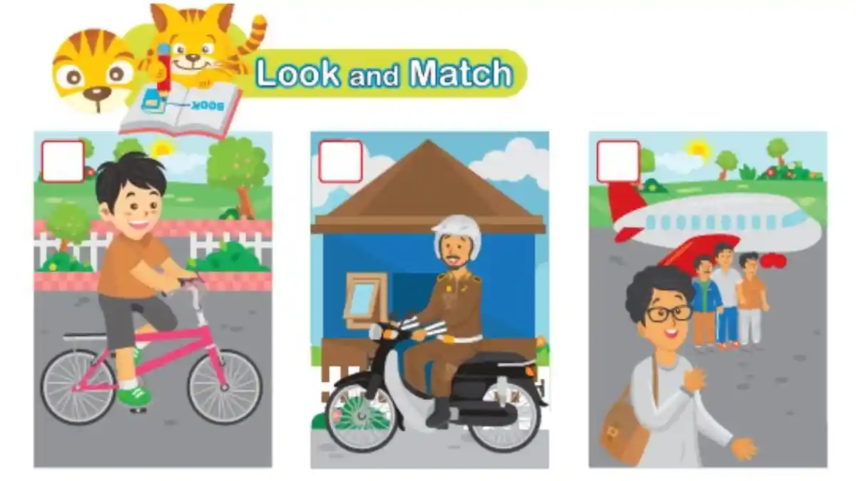 Kunci Jawaban Bahasa Inggris Kelas 4 Halaman 123 Kurikulum Merdeka, Look and Match: Transportation