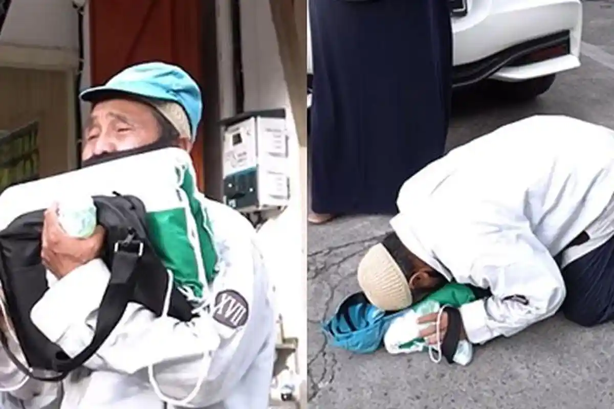 Dapat Umrah Gratis, Tukang Parkir Nangis Terharu & Sujud Syukur, Sosoknya Dikenal Taat Salat