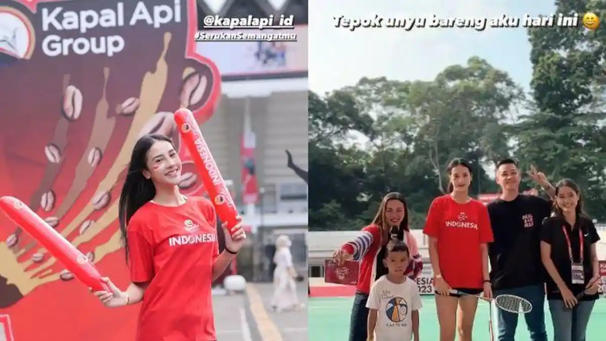 Anya Geraldine Main Bulu Tangkis bareng Penonton Kapal Api Group Indonesia Open 2023